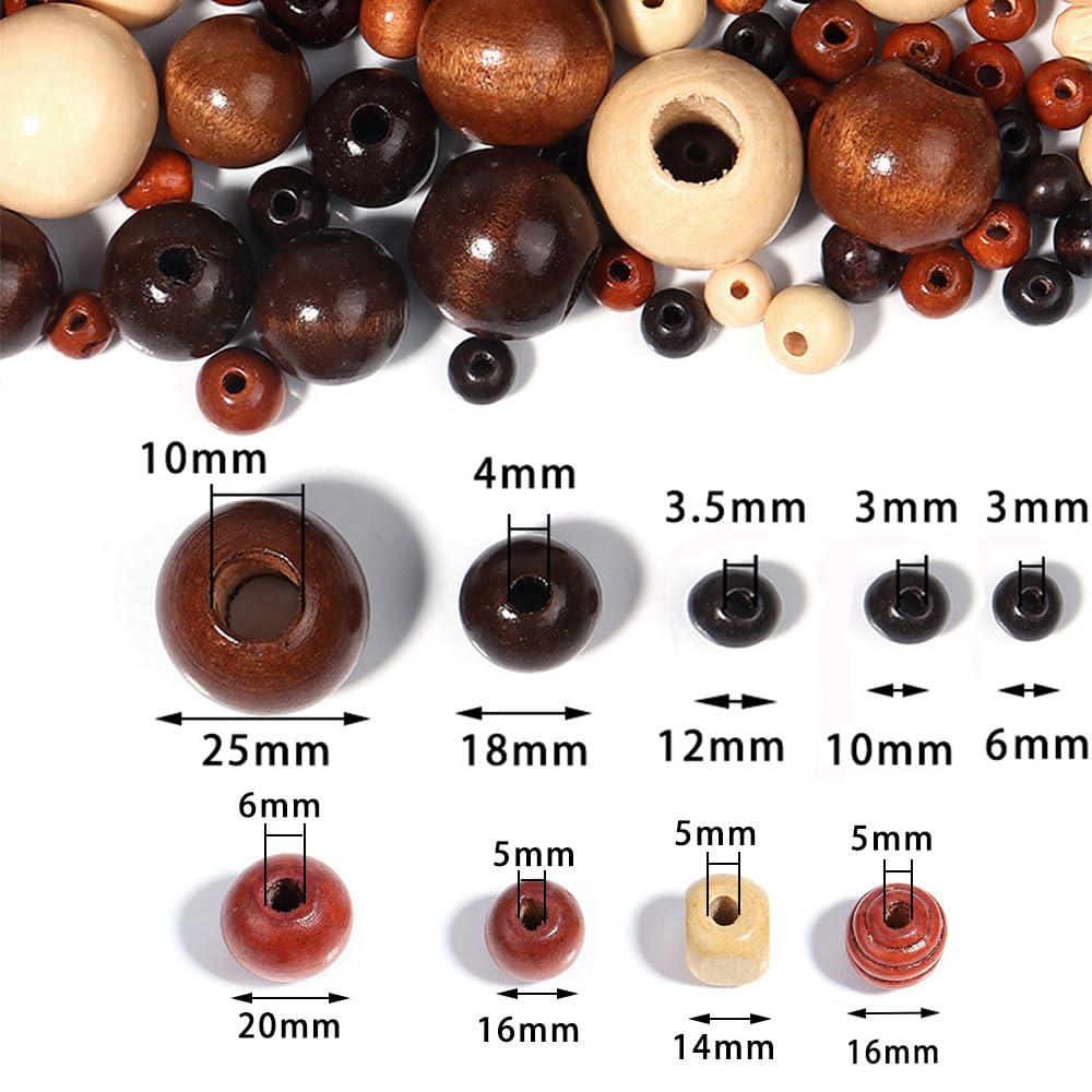520pcs Wooden Beads for Jewelry Making Adults, Assorted Wood Beads for Jewelry Bracelets Necklace Earring Making DIY Craft Project