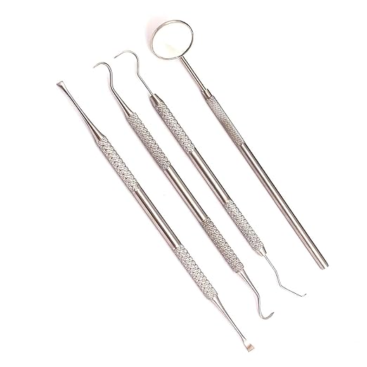 AA PRO Dentist Hygiene KIT-4 PC Tools for DEEP Teeth Cleaning-Plaque Remover, Tooth Scraper, Dental Mirror & SCALERS A+ Quality