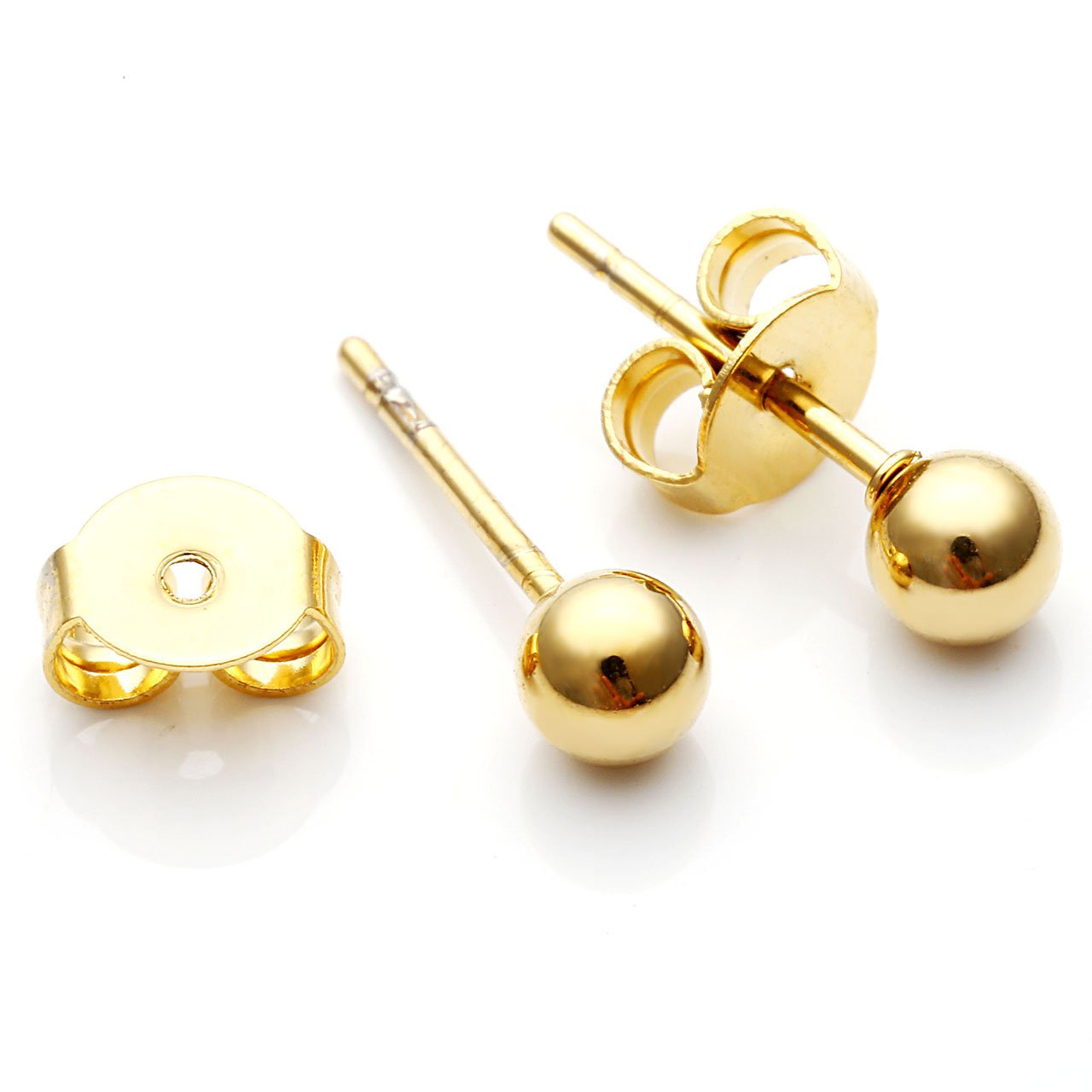 Top Plaza 10Pcs Hypoallergenic Stainless Steel Round Ball Earrings for Women Men Studs Earring Set 3mm-8mm(Gold)