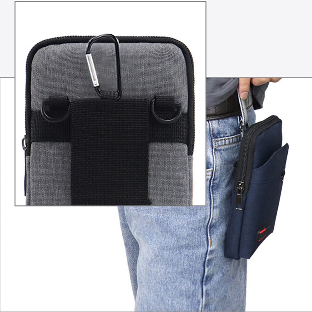 Travel Cell Phone Pouch Belt Pouch, Phone Holster Crossbody Bag with Shoulder Strap for iPhone Case Holder for Hand with Neck Lanyard Smartphone Walking Passport Wallet (Double Layer Blue)