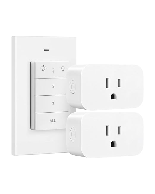 DEWENWILS Remote Control Outlet, Wall Mounted Wireless Light Switch, 2 Independent Control Sockets Electrical Remote Outlet Switch for Lamps, Fans, Household Appliance, No Wiring,100 Ft Range