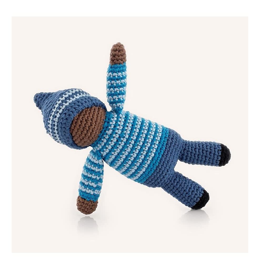 Pebble | Handmade Pixie Rattle - Birch - Blue | Crochet | Fair Trade | Pretend | Imaginative Play | Montessori | Machine Washable