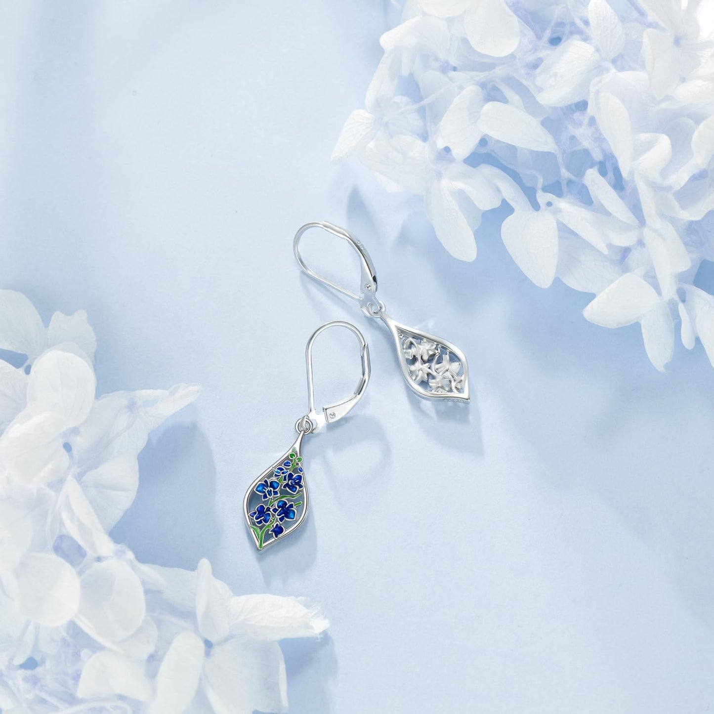 Orchid Earrings 925 Sterling Silver Enamel Flower Orchid Earrings for Women