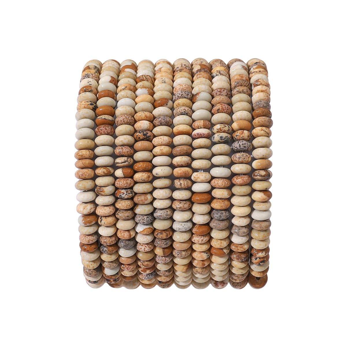 BEADIA Natural Brown Picture Disk Stone Beads 4x2mm 160pcs Rondelle Loose Semi Gemstone Beads for Jewelry Making Design