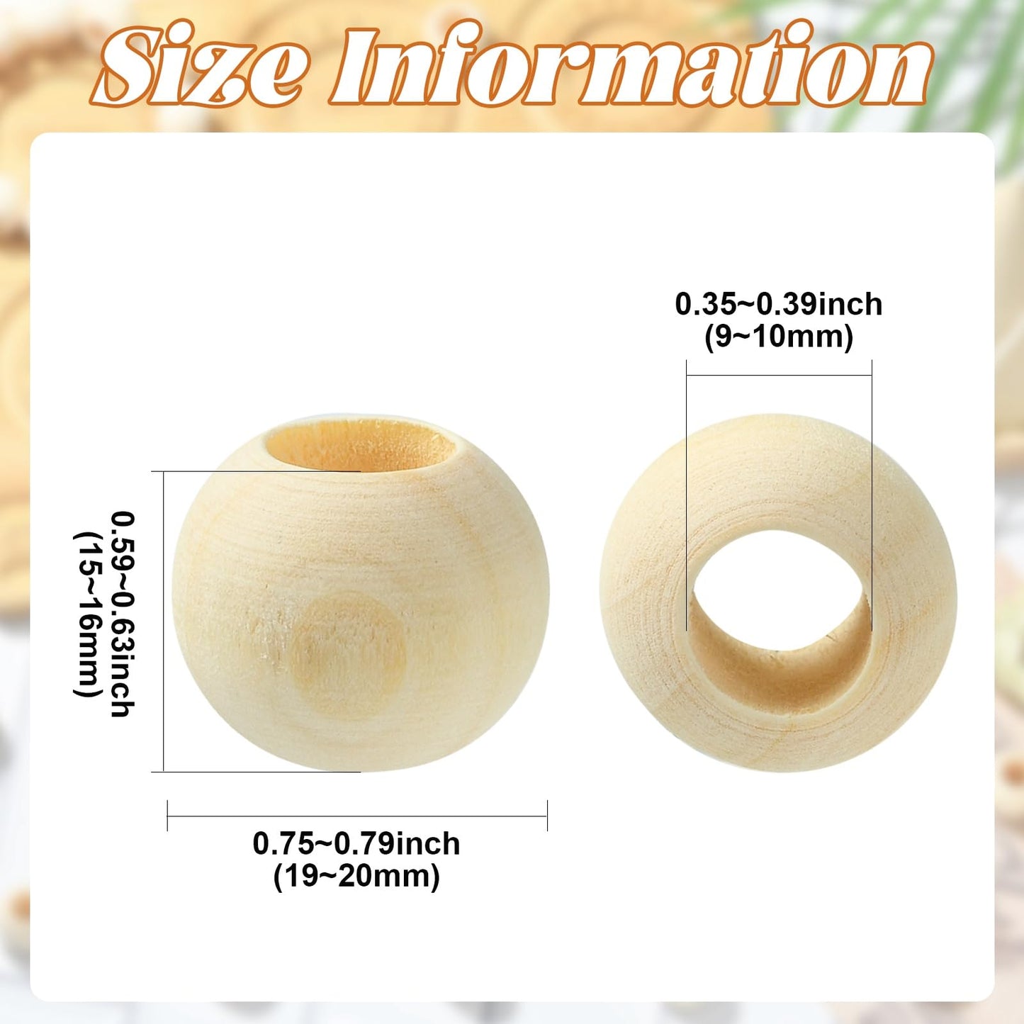Ornazy 500Pcs 20mm Wood Round Spacer Beads Wooden Large Hole Craft Balls Natural Unfinished Macrame Beads for Jewelry Making DIY Accessories