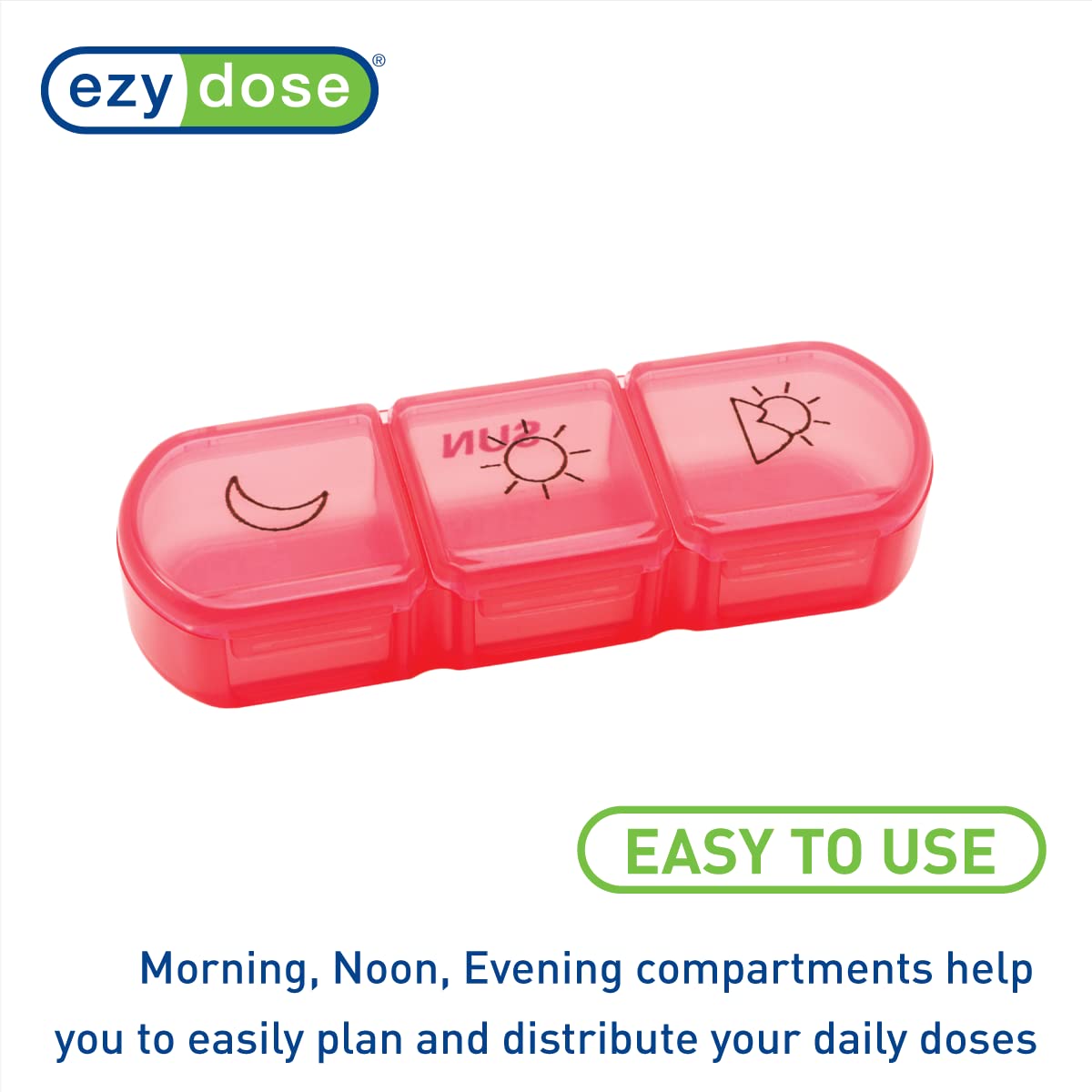 EZY DOSE Weekly (7-Day) Daily Medtime Pill Organizer Case, Vitamin Planner and Medicine Container, Removable Large Pop-Out Individual Compartments, 3 Times a Day, Travel Friendly, Rainbow, BPA Free