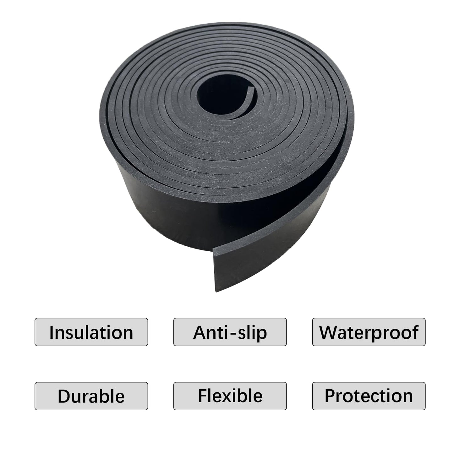 Salimhib Solid Rubber Strips 1/8 (.125)" Thick X 2" Wide X 10'Long, Solid Rubber Sheet for Anti-Slip Pads, Flooring, Seals, Crafts, Anti-Vibration, Gaskets DIY