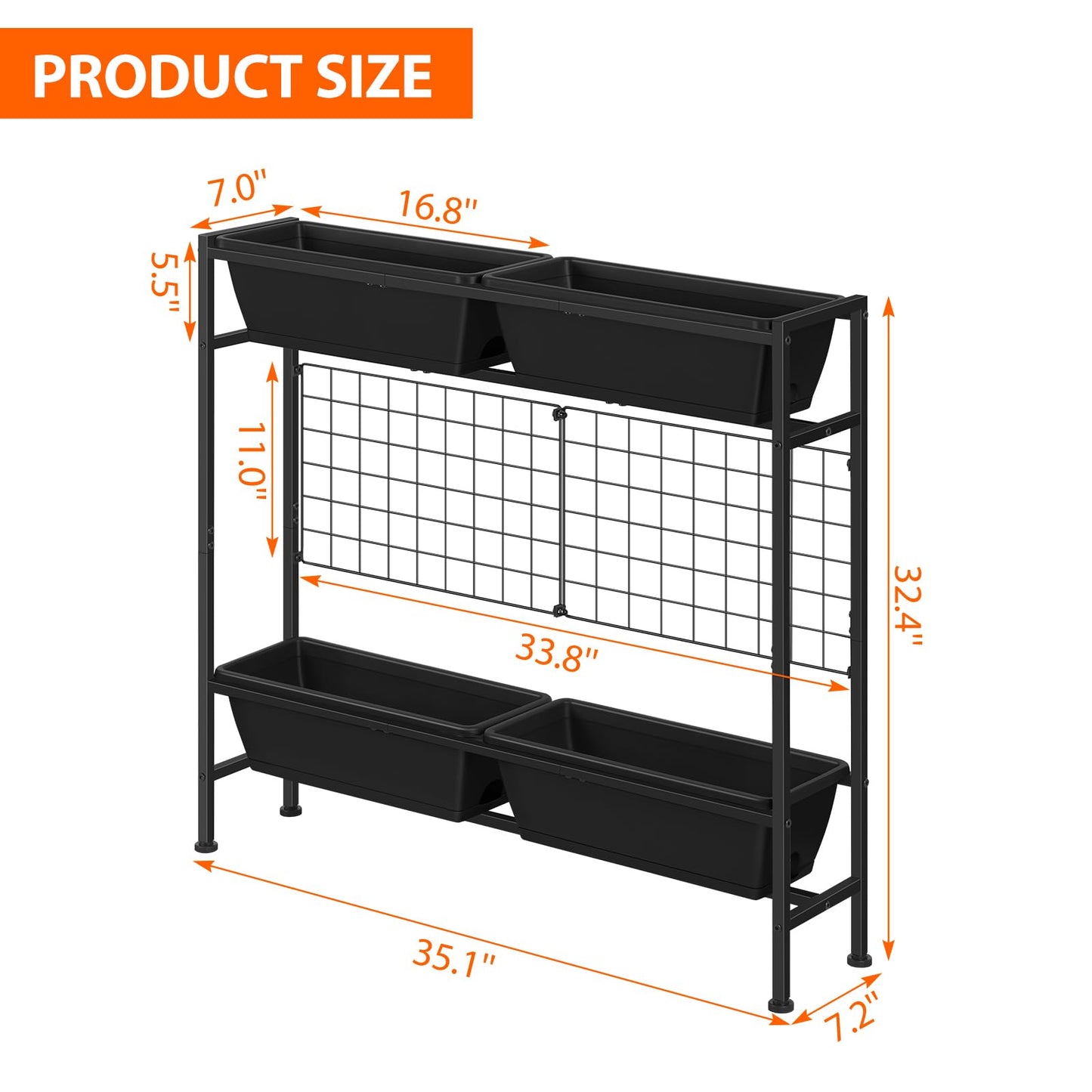 OYEAL Raised Garden Bed 32" Tall Elevated Planter Boxes with Trellis & Legs, Vertical Herb Garden Planter Outdoor for Gardening, Vegetables, Flowers, Herbs, Backyard, Black