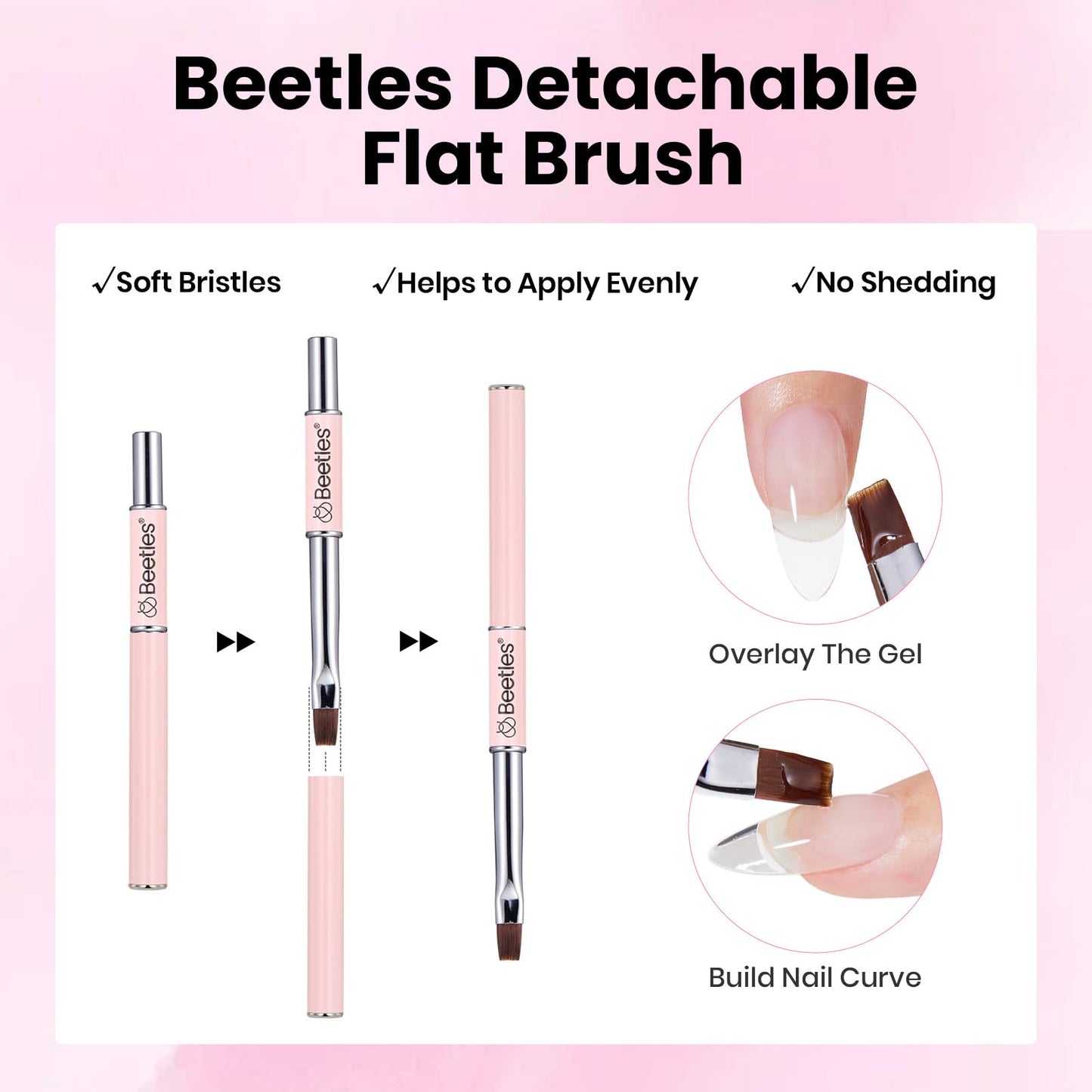 Beetles Hema Free Hard Gel for Nails,2.12 oz 9 in 1 Hard Gel for Nail Extension & Strengthening Broken Nail Repair with Flat Brush 100 Pcs Nail Forms UV LED Lamp Cured Salon Nail Technicians Women