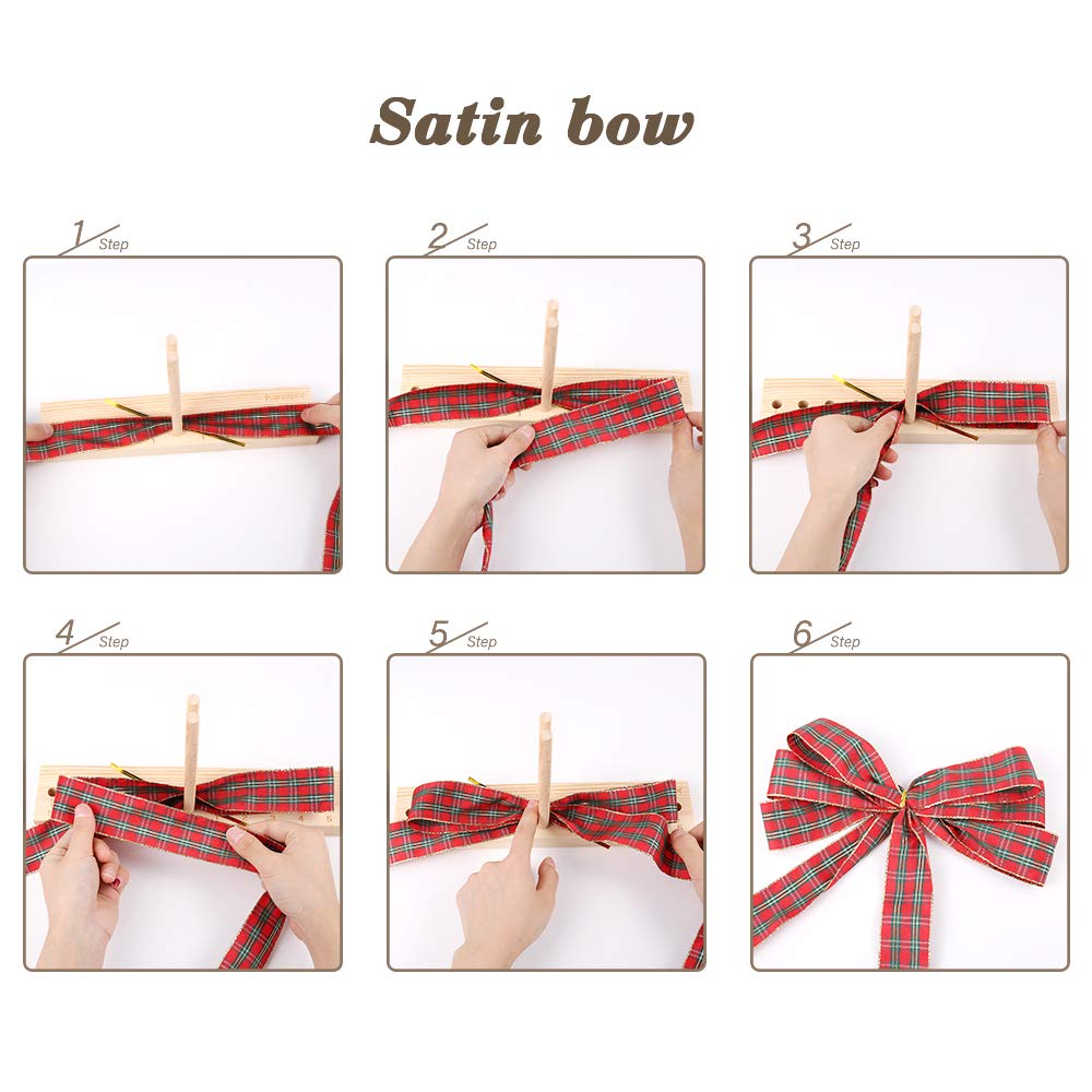 Karsspor Bow Maker Bow Making Tool for Ribbon, Wooden Wreath Bow Maker for Making Gift Bows, Wrist Corsages, Party Decorations, Hair Bows, Holiday Wreaths(with Instructions)