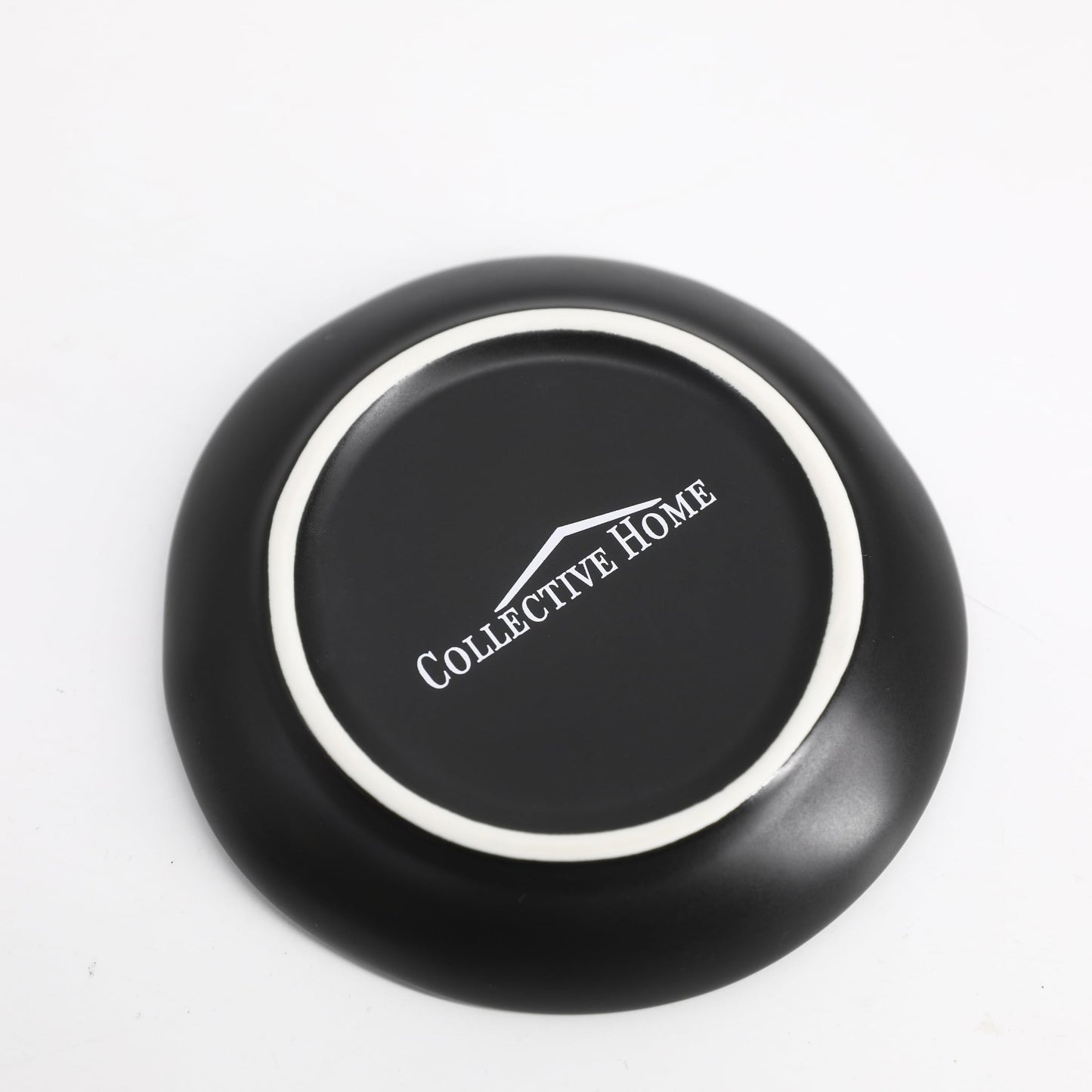 COLLECTIVE HOME - Ceramic Jewelry Tray, Decorative Trinket Dish for Rings Earrings Necklaces Bracelet Watch Keys, Birthday Mother's Day Christmas Gift for Women, 4.75", Black Surface (l)
