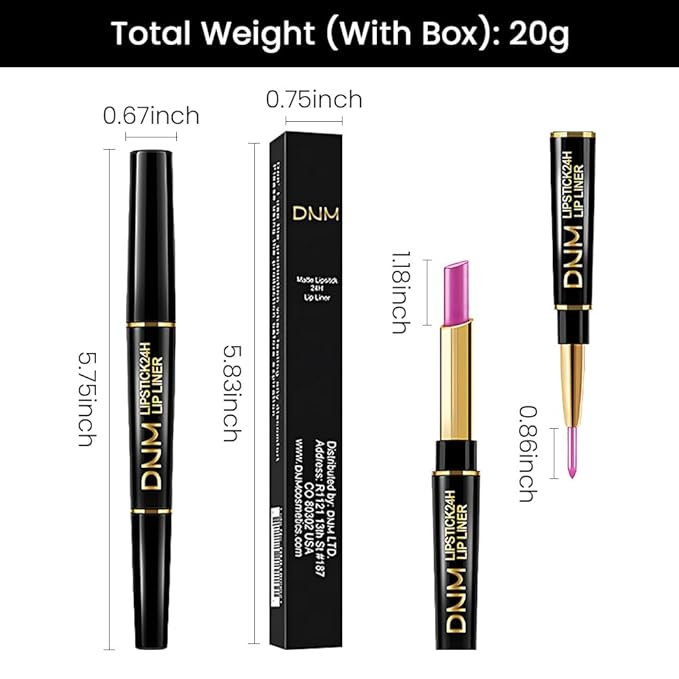 evpct 1Pcs Pink Metallic Shine Shimmer Lip Liner and Lipstick Combo Set Kit for Women, Lightweight Hydrating Formula High Impact Full Coverage Lipstick and Lip Liner Makeup Stains Gloss, 19#