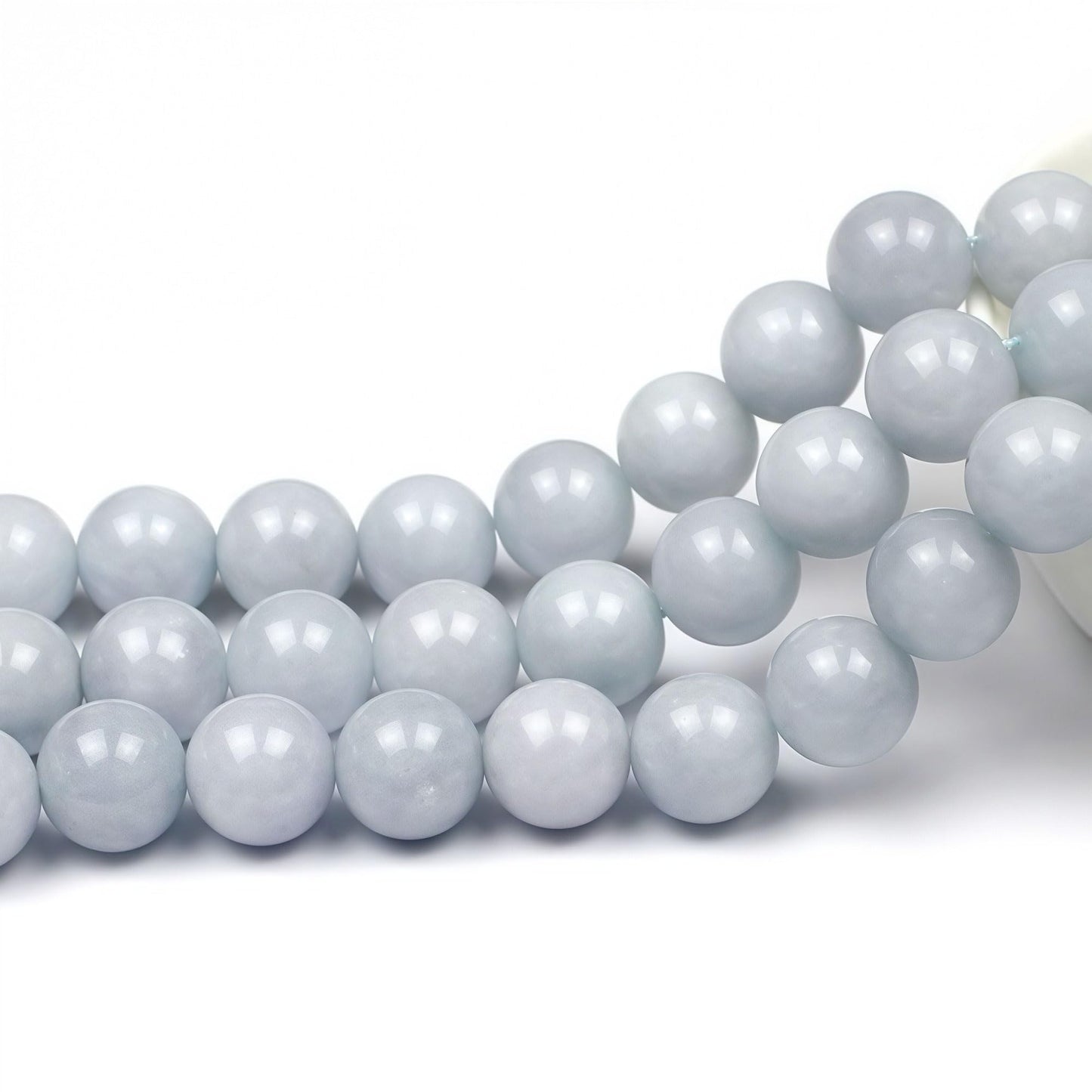 MJDCB Natural Round Aquamarine Gemstone Spacer Loose Beads Spacer Beads for DIY Jewelry Making Strand 15"