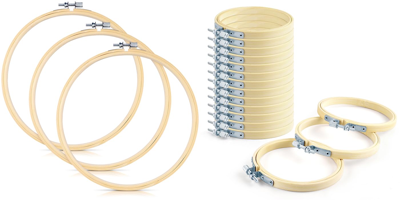 3PCS 8inch Embroidery Hoops & 16PCS 3inch Embroidery Hoops