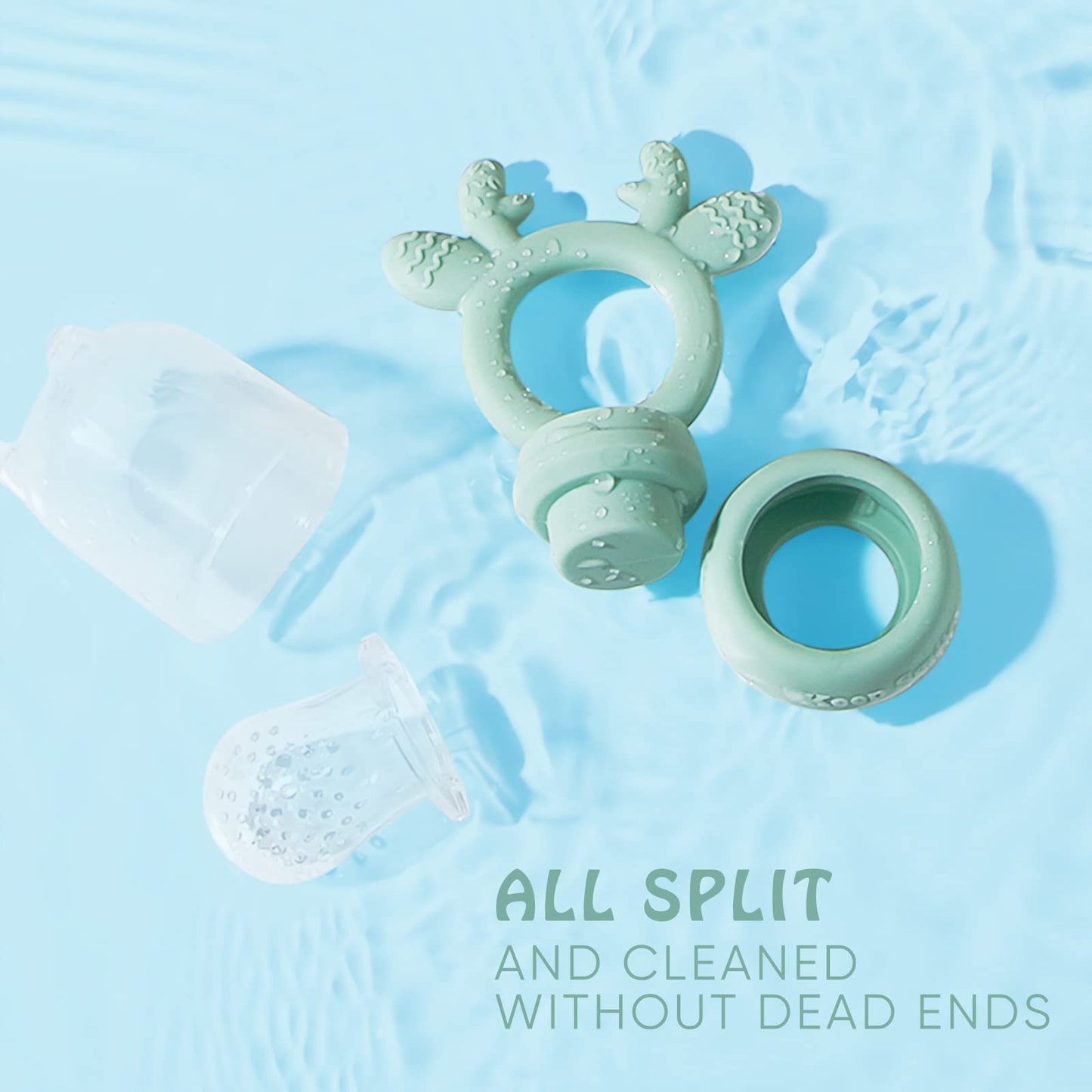 Baby Solids/Frozen Fruit Feeder Pacifier, Infant Teether Toy 4M+, BPA-Free Silicone Pouch & Nipple, Safely Introduce Solids, Teething Relief, 2-Pack