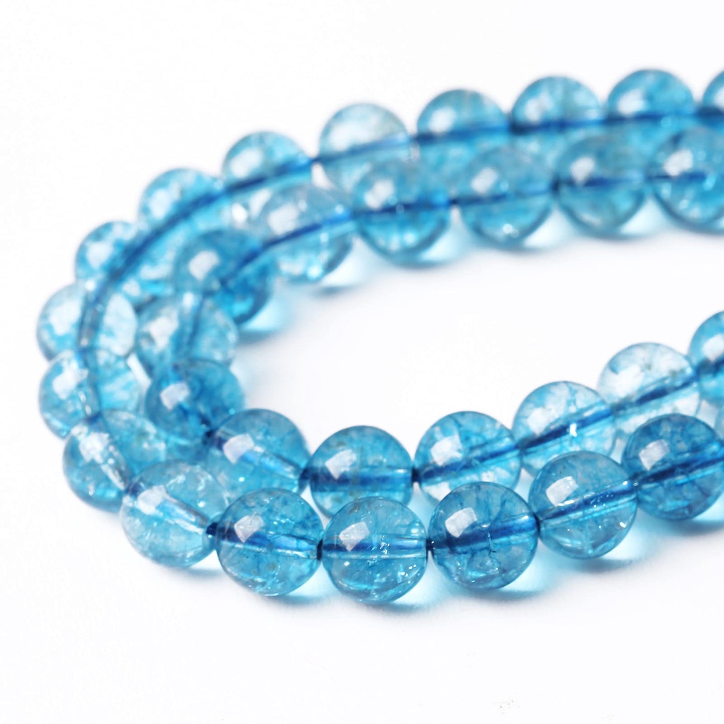 60PCS 6MM Beads Blue Crystal Quartz Gem Energy Crystal Healing Jewelry Making Natural Stone Beads DIY (Blue Crystal, 6MM)