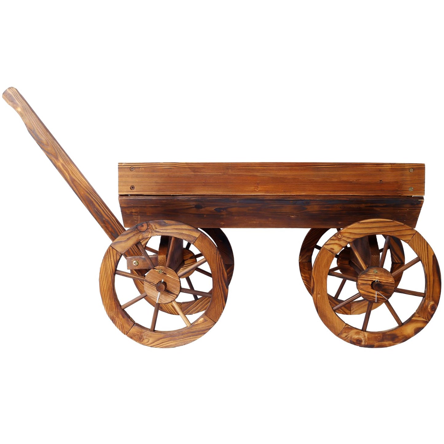 Geelife Wood Wagon Flower Planter Pot Stand with Wheels Home Garden Outdoor Decor