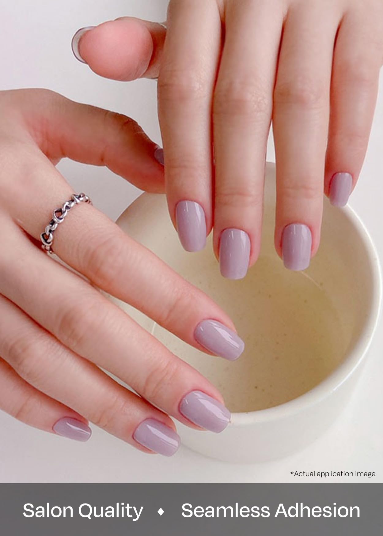 ohora Semi Cured Gel Nail Strips (N Cream Lavender) - Purple, Solid, Works with Any UV/LED Lamps, Salon-Quality, Long Lasting, Easy to Apply & Remove - Includes 2 Prep Pads, Nail File & Wooden Stick