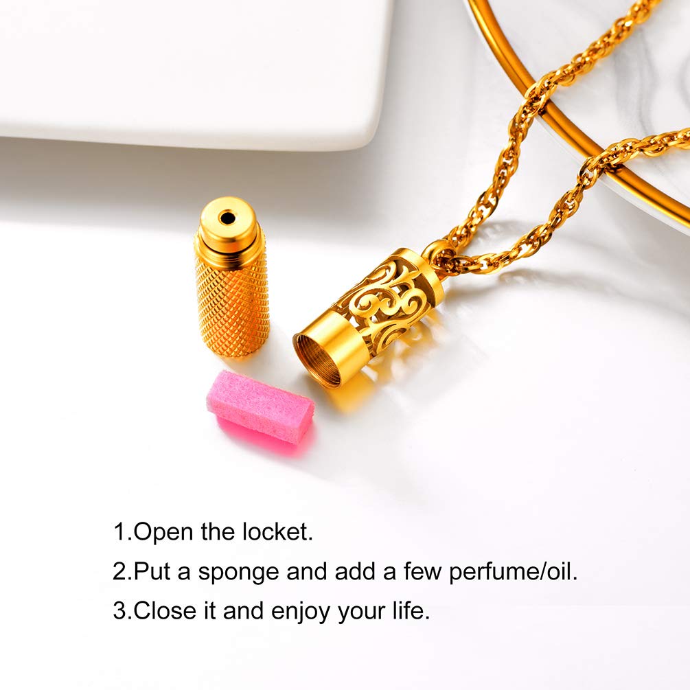 PROSTEEL Diffuser Necklace Men Jewelry Essential Oil Perfume Bottle Round 18K Gold Plated Aromatherapy Necklaces for Women