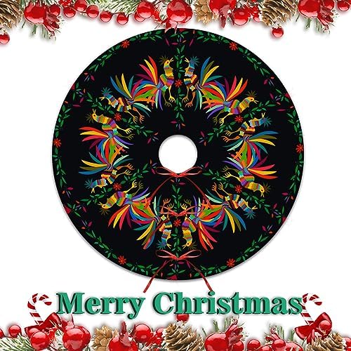 Round Ethnic Mexican Christmas Tree Skirt 48 Inch