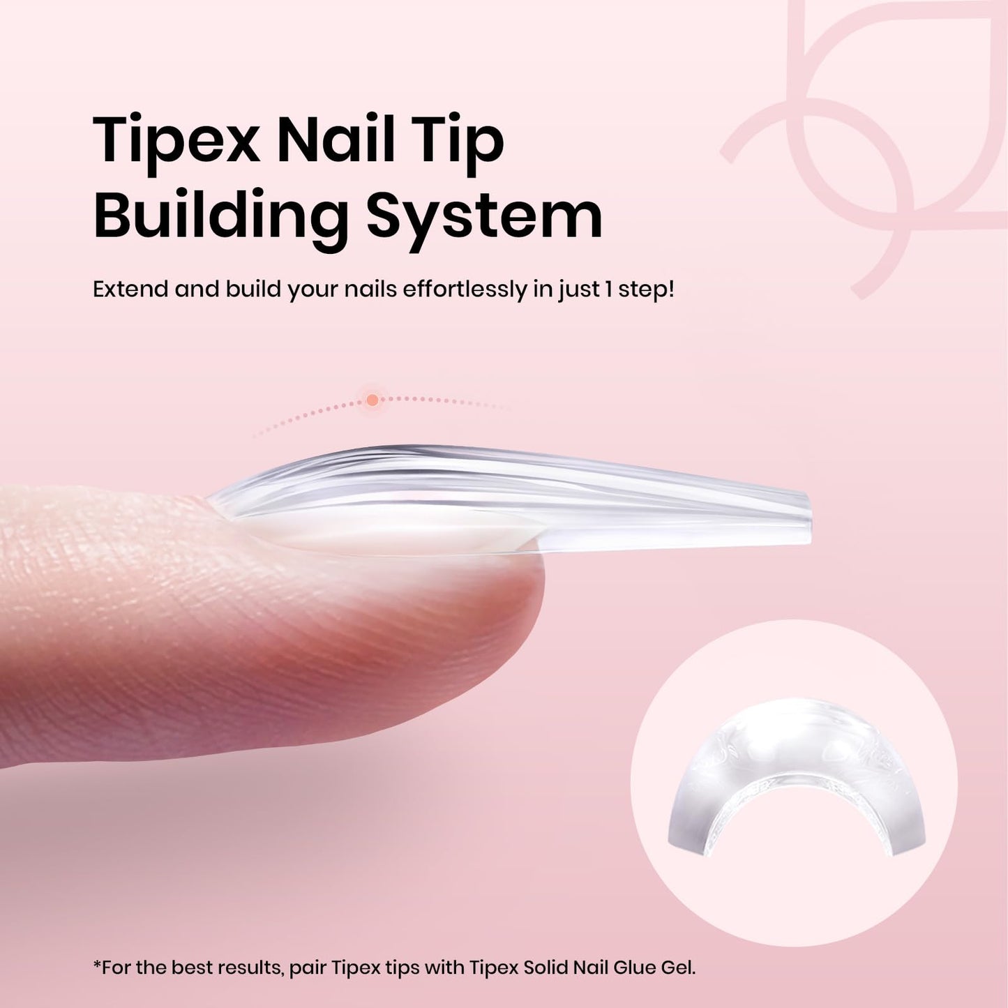 Beetles Tipex Instant Apex Nail Tips Coffin Long 16 Sizes 512 Pcs Pre-Etched Pre-Building Strong Thick Acrylic Tips