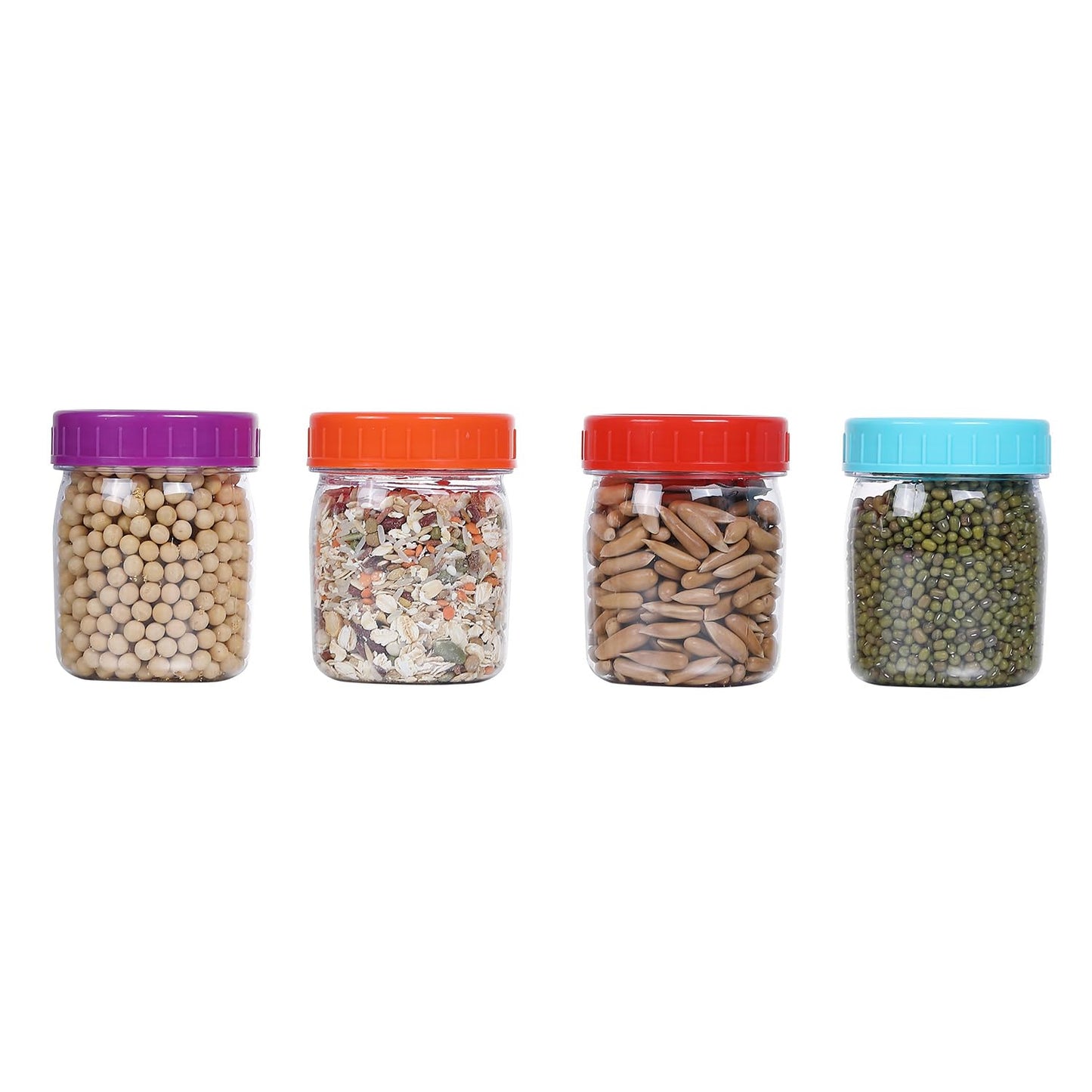 Novelinks 8 oz Plastic Mason Jars with Colorful Screw-On Lids – 16 Pack Clear Leakproof Storage Containers for Pantry, Crafts, Snacks, Spices – BPA-Free & Reusable