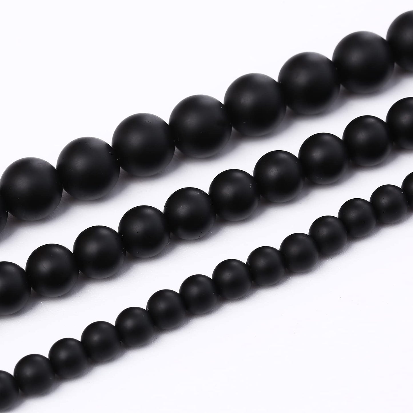 45PCS 8MM Natural Frosted Black Agate Stone Beads Round Loose Beads for Jwelry Making DIY Bracelet Necklace Accessory 15Inch