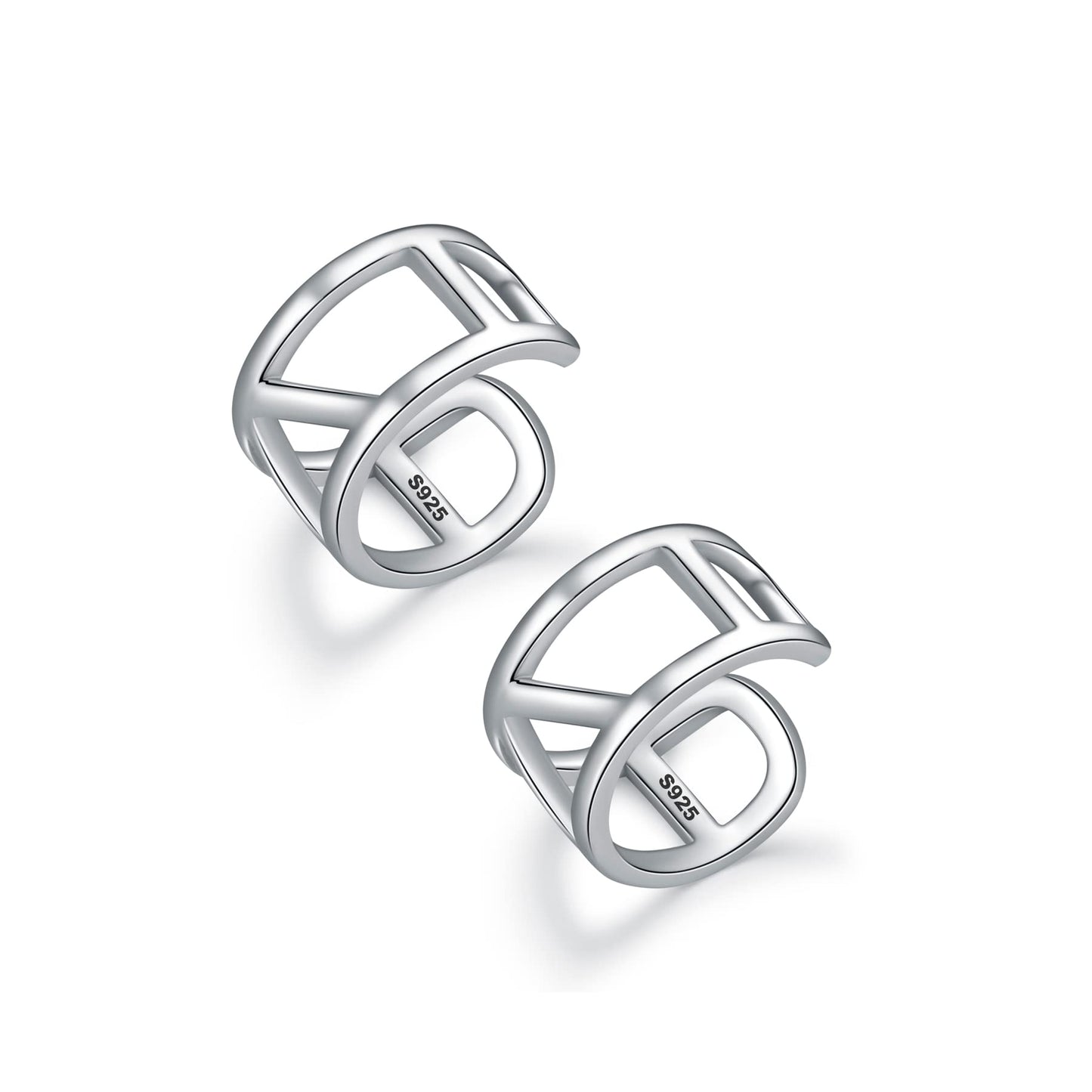 Ear Cuffs 925 Sterling Silver Geometric Shaped Ear Cuffs Set Fake Conch Wide Ear Cuff Earrings Non Piercing for Women Adjustable