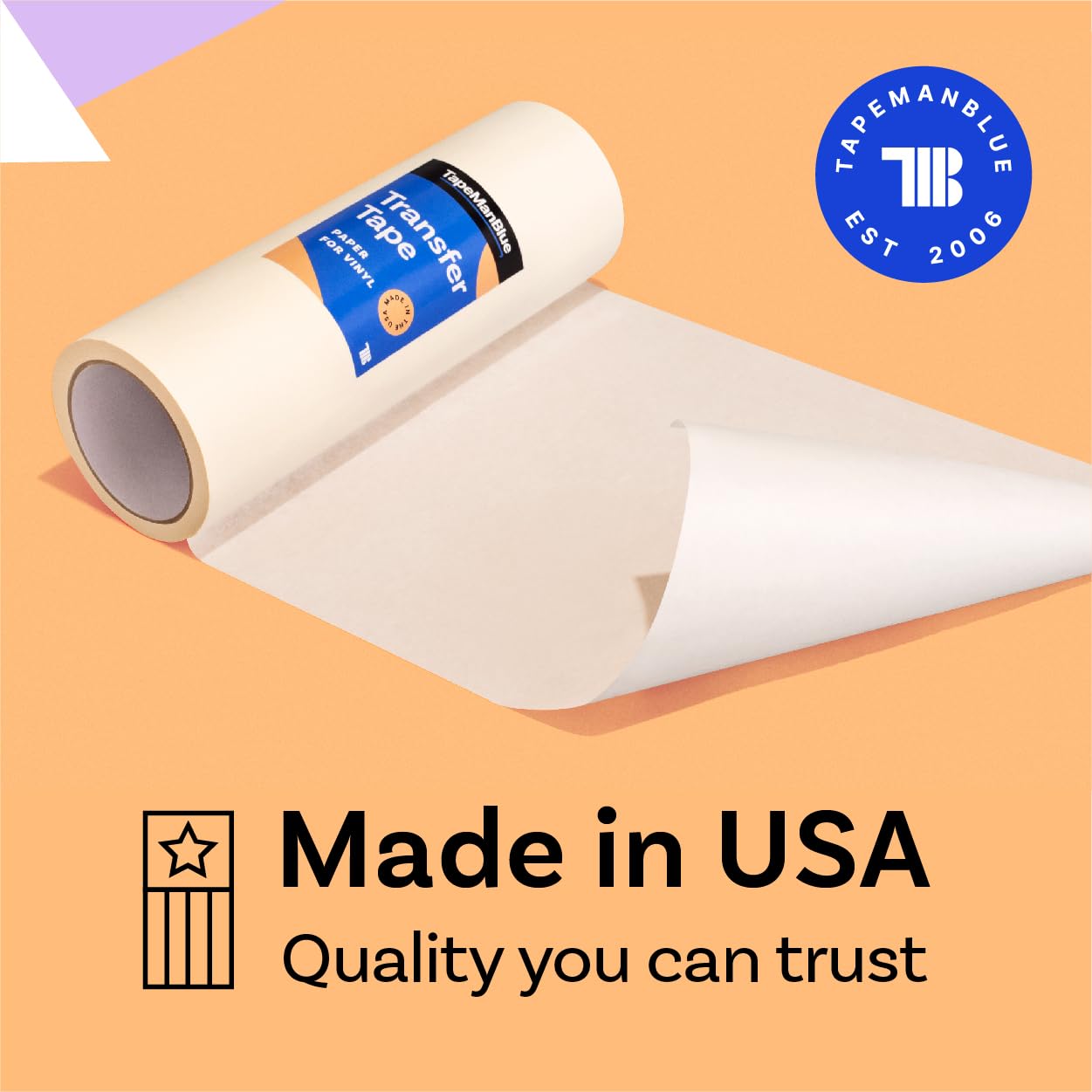 TapeManBlue Paper Transfer Tape for Vinyl, 12" x 300' Roll, Made in America, Premium Transfer Tape for Vinyl Graphics & Laser Cutting