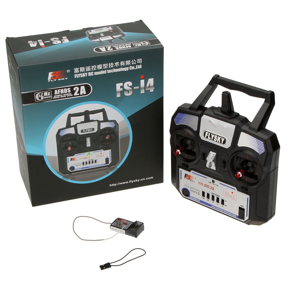 GoolRC Flysky FS-i4 4CH RC Transmitter with Receiver FS-A6, 2.4GHz 4 Channel AFHDS 2A Remote Controller for RC Helicopter Glider