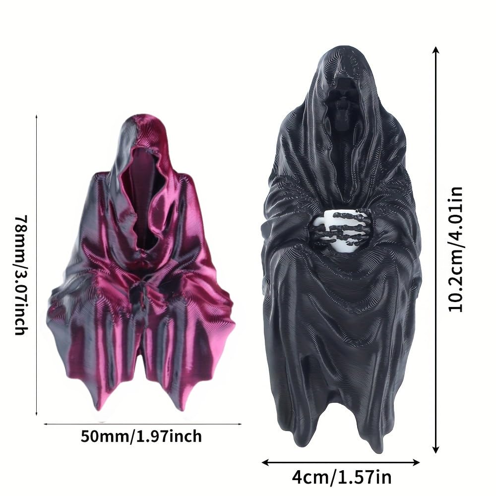 YOUSCPN 3 Pack Hallowen Gothic Decor Sitting Statue | Desktop 3D Printed Figure | 1Pack 4" Black & 2 Pack 2'' Purple Devil Hand Statues for Home Decoration