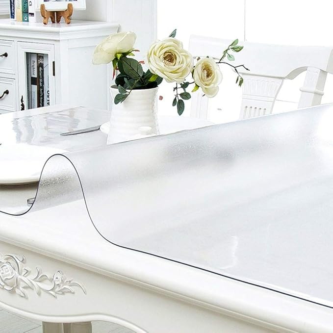 NECAUX 17 x 24 Inch Frosted Table Protector, 1.5mm Thick Plastic Waterproof Desk Pad Table Cover Tablecloth Placemats for Dining Table Writing Desk Side End Table Night Stand Dresser Vanity Decor