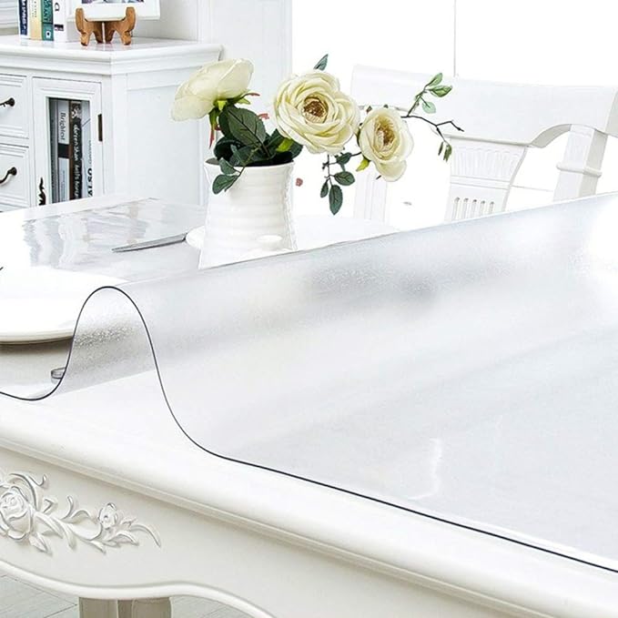 NECAUX Custom Multi-Size 1.5mm Thick Frosted PVC Table Cover Protector - 40 x 72 Inch Rectangular Plastic Protective Table Pad Kitchen Wood Grain Vinyl Cover for Dining Room Table/Office Desk