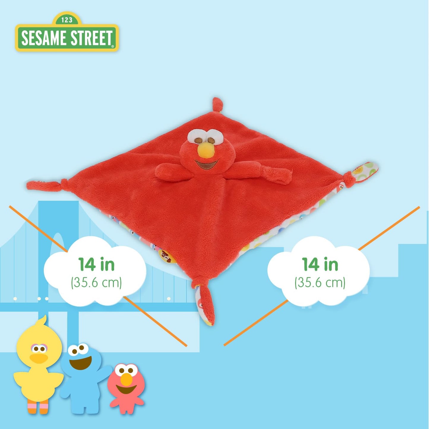 Kids Preferred Sesame Street Elmo Blanky Made of Soft Material with Knotted Corners and Pacifer Loop for Babies and Infants