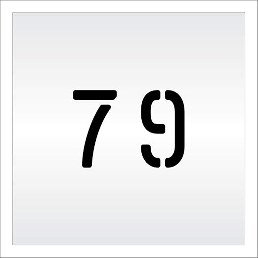 Pavement, Curb, and WheelStop Stencils - 4 inch Double Number Stencil - (79) - 4" x 5.5" x 1/16" (63 mil) - Light-Duty