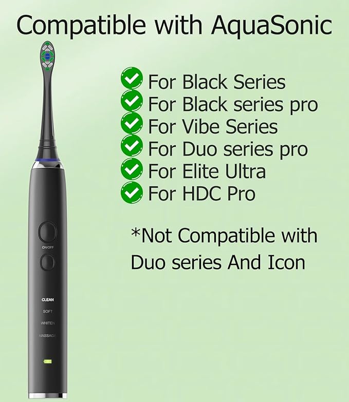 Replacement Toothbrush Heads Compatible with AquaSonic Black Series Vibe Series Duo Pro Elite Series Electric Toothbrush, 12 Count, Black