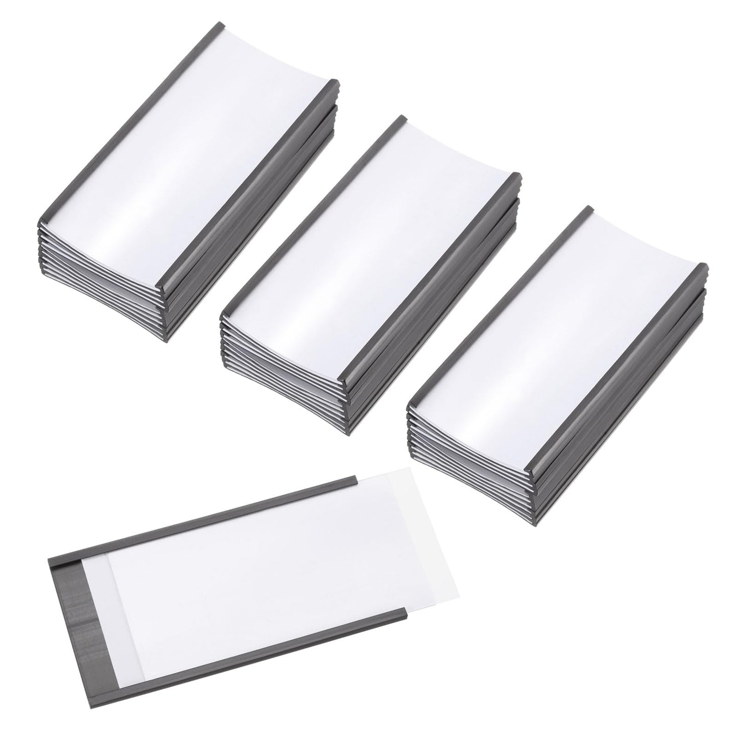 PATIKIL Magnetic Label Holder 4" x 2" with Paper Inserts, 50 Pcs C Channel Magnetic File Cabinet Labels Shelf Data Card Holder Signs for Metal Racks Shelves Whiteboard Tool Box