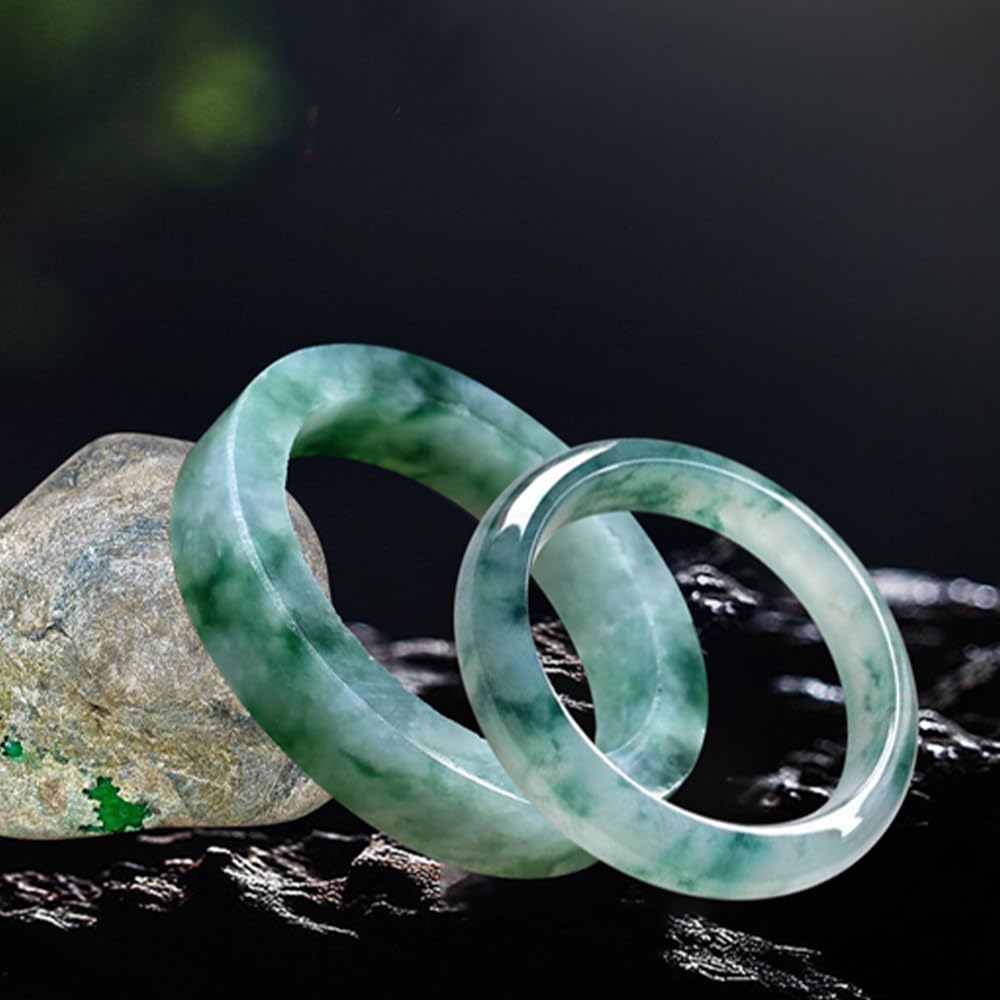 URED Floating Green Jade Bangle Bracelet For Women Wealth Good Luck Natural Jade Bangle Genuine Jade Bracelet Chinese Feng Shui For Woman Yoga meditation mother gift Birthday