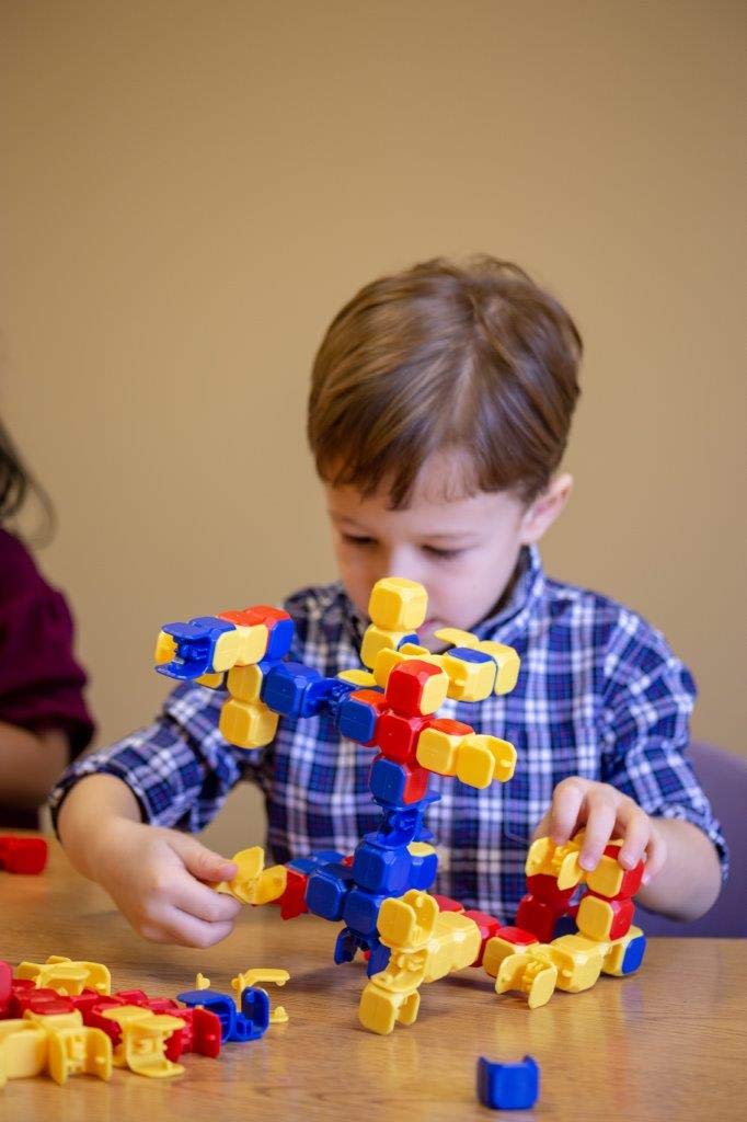 POPULAR PLAYTHINGS LinkaBlox Snap Together Building Set, Click Block Construction Toy, Stem Play, Gifts for Kids Ages 4 & Up – 60 Pieces