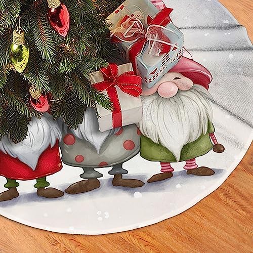 Christmas Gnome Winter Snowman Christmas Tree Skirts 48", Xmas Tree Cloth Mats Trees Skirts for Decor Gift, Home Decoration