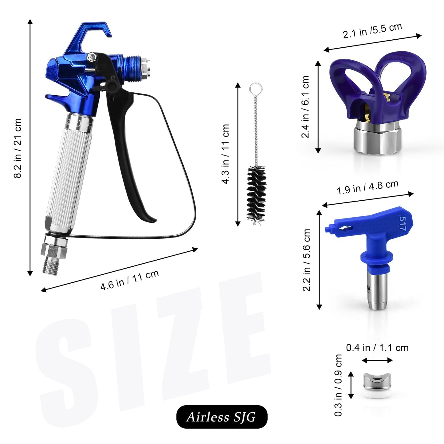 3600 PSI High Airless Paint Sprayer Gun, with 1 Tip Guard 5 Spray Tips and 5 Airless Paint Spray Gun Filter (211,313,415,517,623)