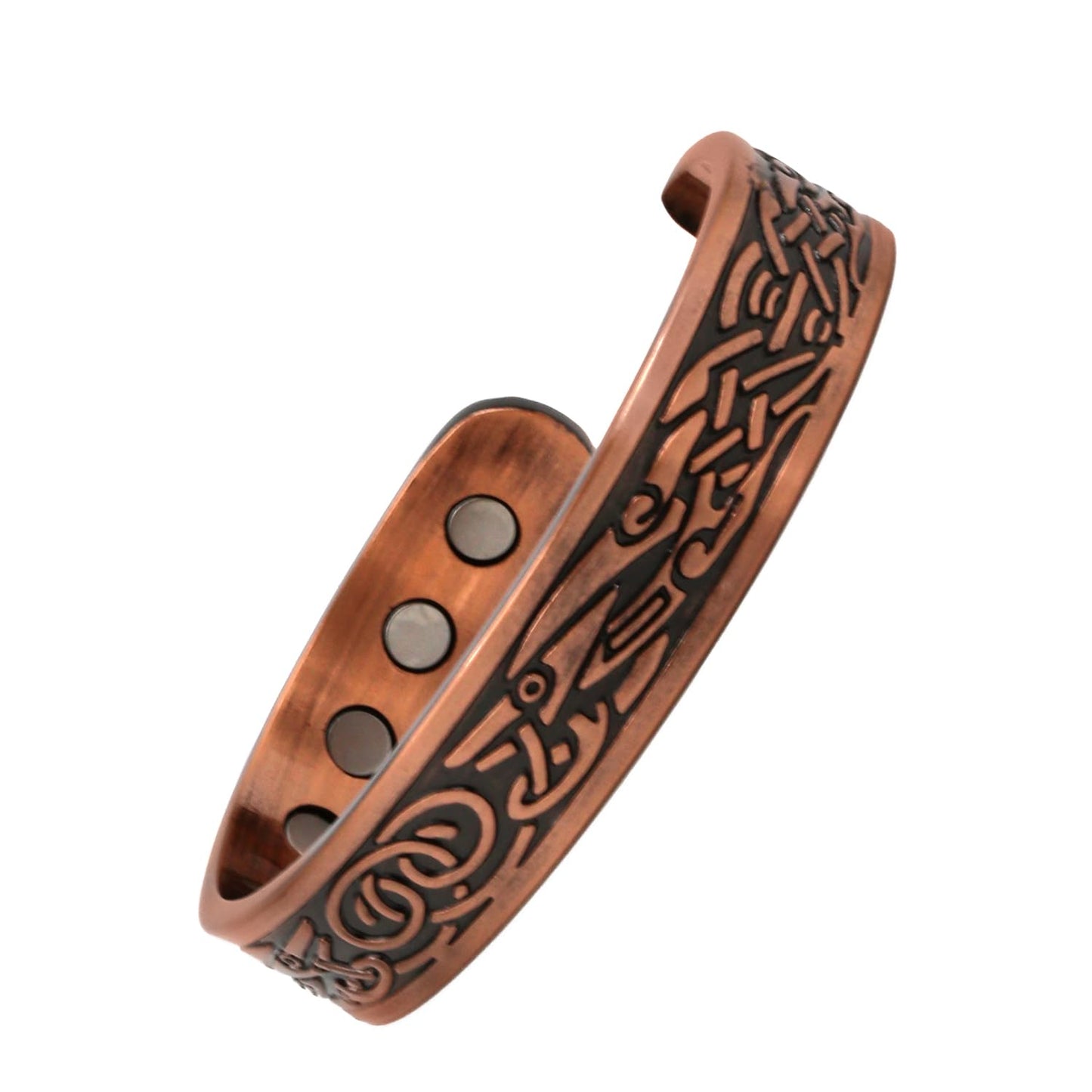 Reevaria - Pure Copper Magnetic Heavyweight Cuff Bracelet for Men, with 8 Magnets 3500 Gauss