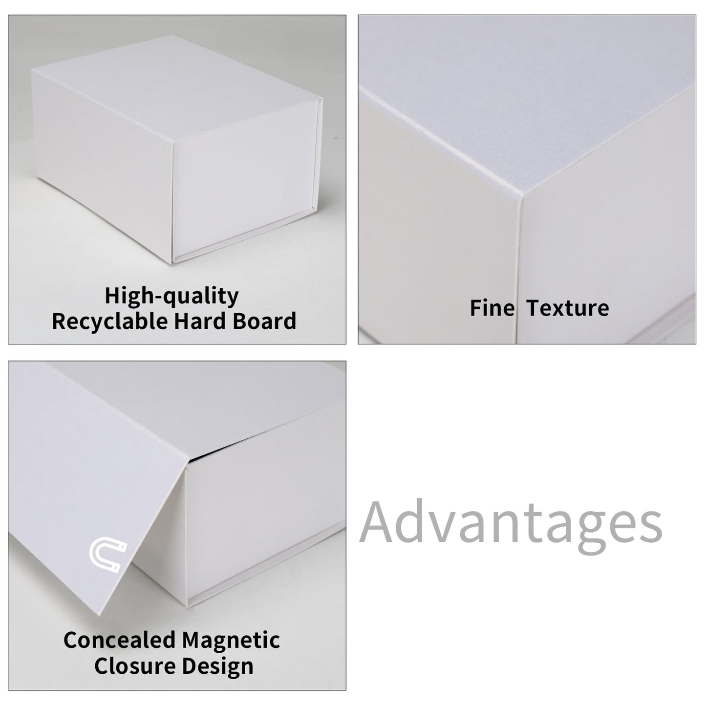 Ditwis 4 Pack 8x6x4 Inches Gift Boxes with Magnetic Closure Lids, White Magnetic Box for Wedding, Groomsmen Bridesmaid Proposal, Birthdays, Mother's Day