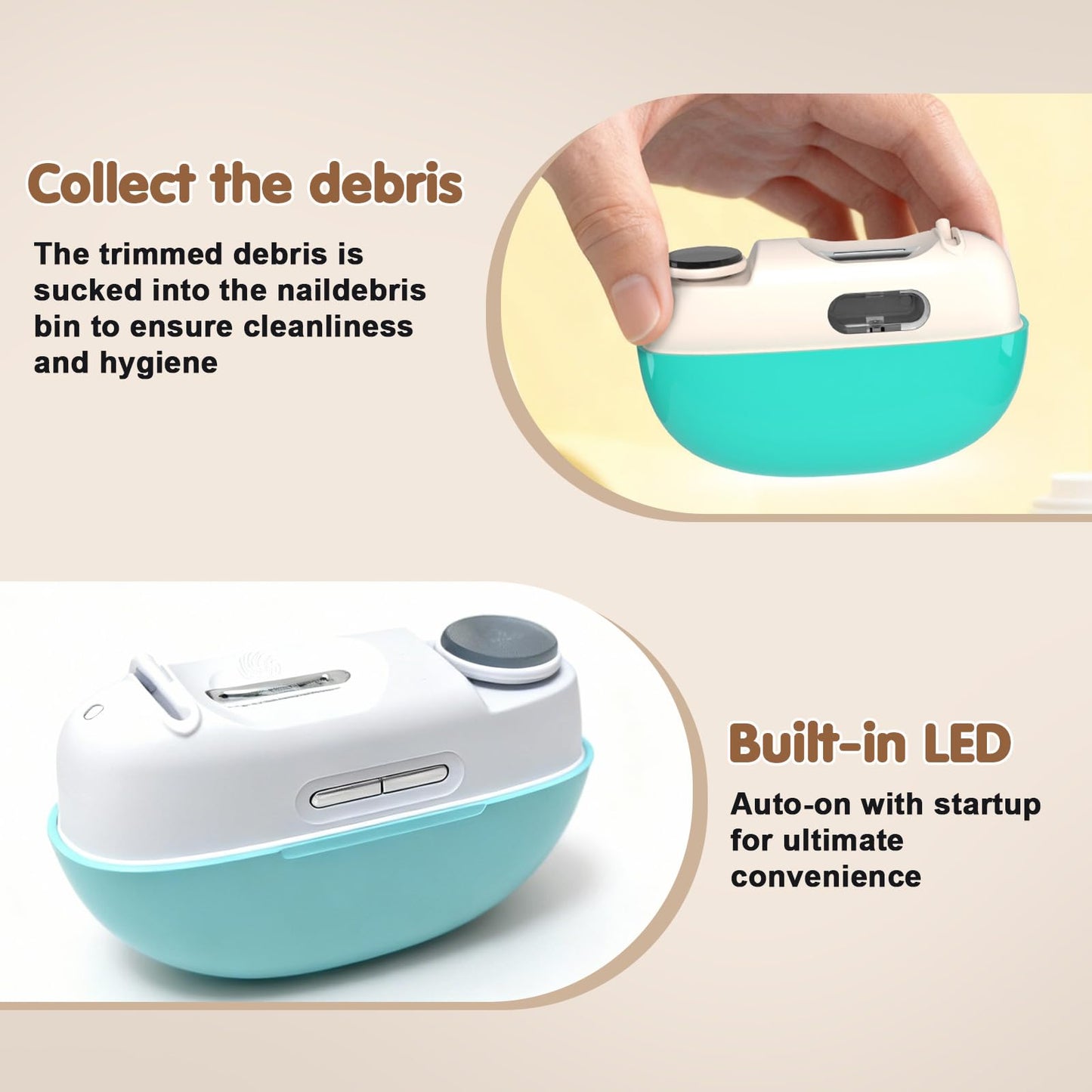 Adjustable Blade Opening Electric Nail Clipper for Thick & Thin Nails, Electric Nail Clippers for Seniors & Adults, Baby Electric Nail Trimmer, Automatic Nail Clipper for Nail (Green)