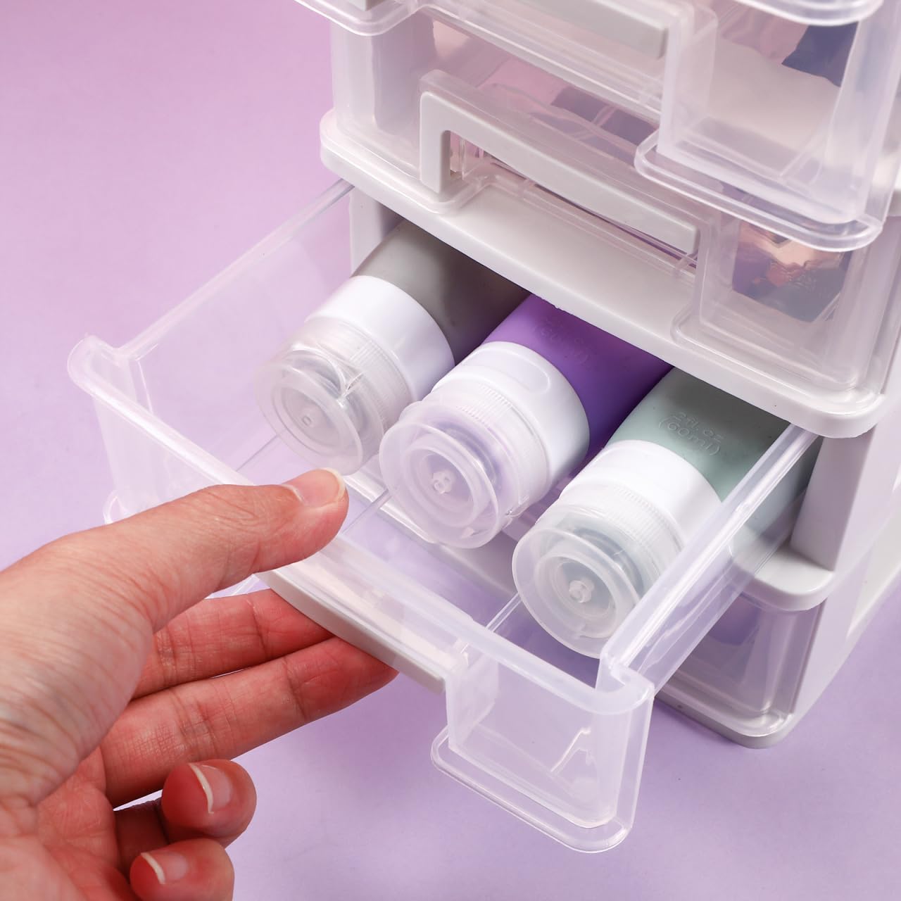 Kisangel Multifunctional 5-Layer Transparent Plastic Drawer Storage Cabinet 12.36X8.30X5.98In Portable Desktop Organizer for Office Study Living Room Sundries Storage