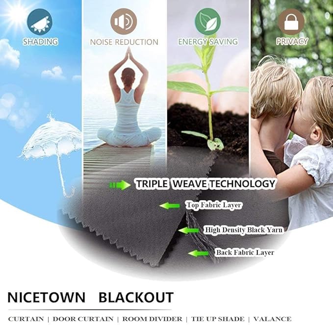 NICETOWN Door Curtain Panel, Grey French Door Curtains Blackout Thermal Insulated Curtain Sidelight Privacy for Window/Living Room/Doorways/Classroom (25W by 72L inches, 1 Panel)