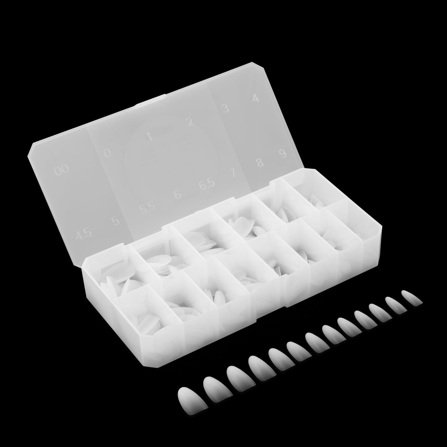 Apres Ombre Gel-X® Box of Nail Tips, 14 Sizes 00-9, Premium Quality (Natural Round Medium, 210 Count)