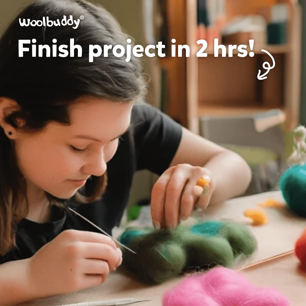 Woolbuddy Owl Needle Felting Kit for Beginners – DIY Animal Craft Kit with Wool, Needles & Photo Instructions – Fun Project for Adults & Kids