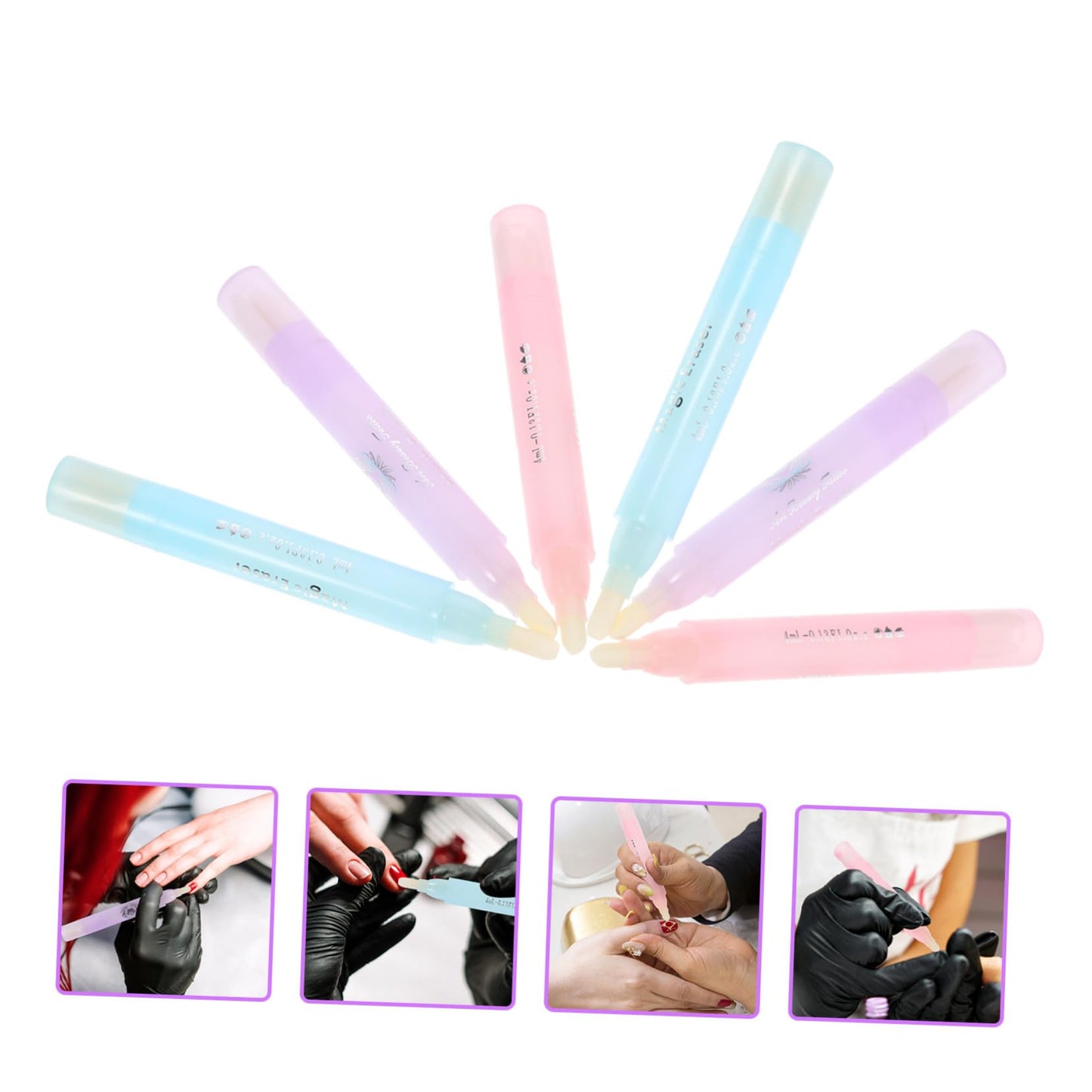 HAKIDZEL 6Pcs Manicure Polish Corrector Pen for Nail Art Polish Removal Fingernail Decontamination Tool with Soft Tip for Beginners and Professional Salon Use