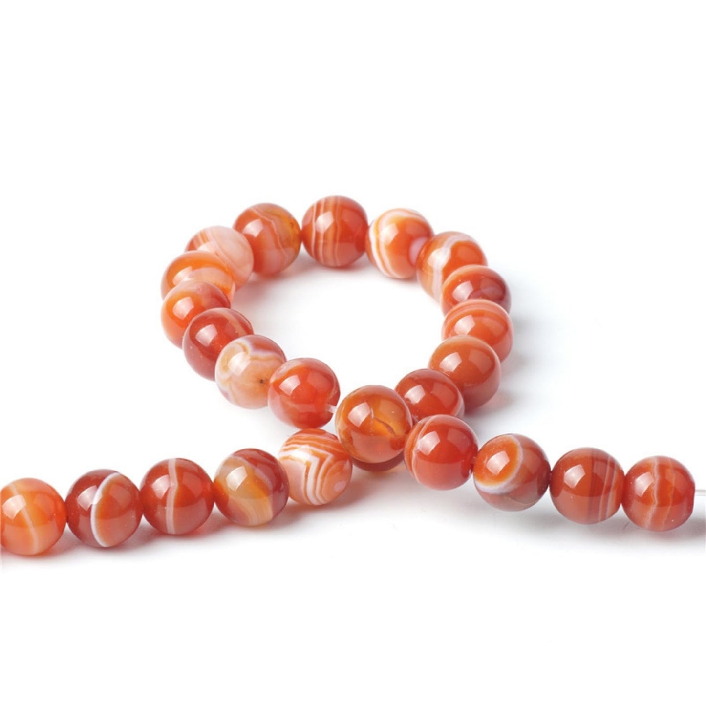 100Pcs Natural Stone 6mm Red Striped Agate Round Loose Gemstone Energy Healing Beads Hole Size 1mm DIY Smooth Beads for Bracelet Necklace Earrings Jewelry Making